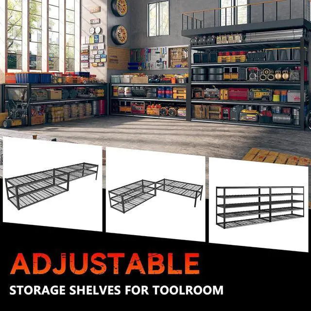 Alt view image 6 of 7 - 60" W Garage Shelving 3000LBS Heavy Duty Storage Shelves Adjustable 5 Tier Metal Shelving Unit for Storage Rack Garage Storage Shelves Industrial Shelf Utility Rack,72" H x 60" W x 24" D