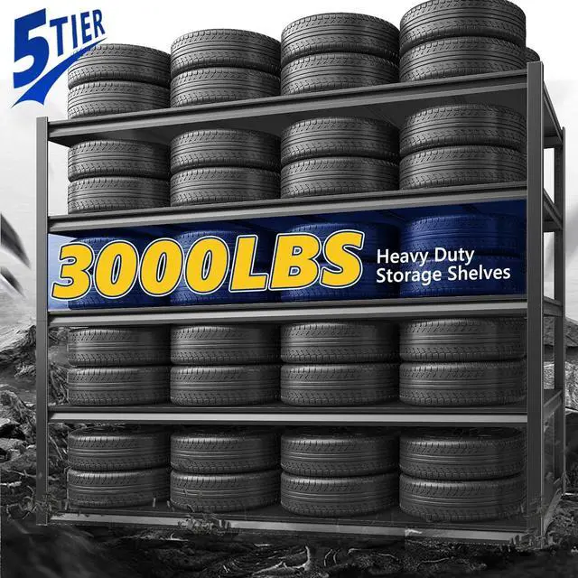 Alt view image 4 of 7 - 3000LBS Garage Shelving 48.2" W Storage Shelves Heavy Duty Shelving Adjustable 5 Tier Metal Shelves for Storage Commercial Shelving Unit Industrial Utility Shelf 24.2" Dx48.2 Wx 72.2" H