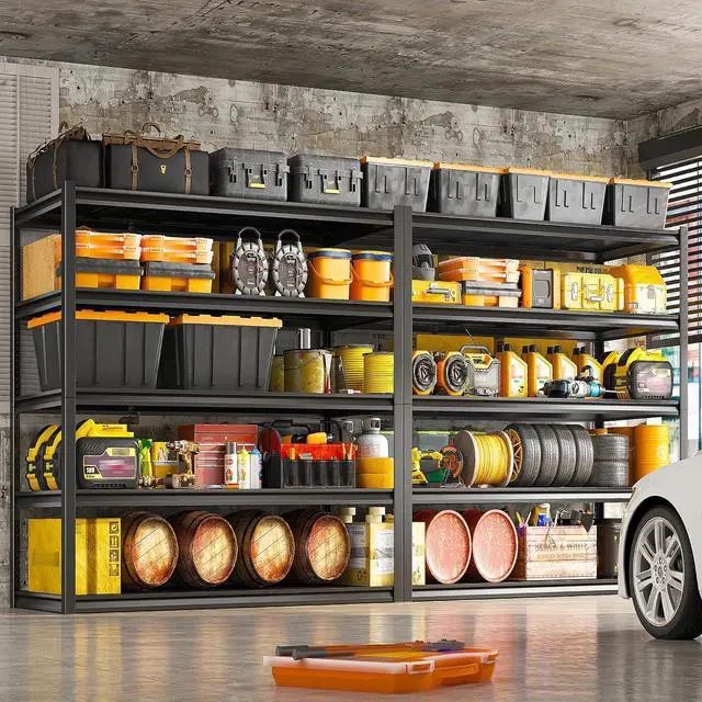 Alt view image 5 of 7 - 3000LBS Garage Shelving 48.2" W Storage Shelves Heavy Duty Shelving Adjustable 5 Tier Metal Shelves for Storage Commercial Shelving Unit Industrial Utility Shelf 24.2" Dx48.2 Wx 72.2" H