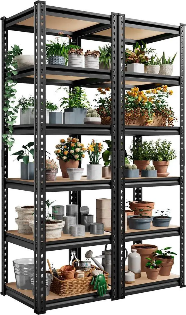 Alt view image 7 of 7 - Storage Shelves, 6 Tier Garage Storage Shelving Units Loads 2250LBS, 72H Adjustable Heavy Duty Metal Shelves for Storage Rack for Warehouse Pantry Kitchen Closet,16W X16D X72H