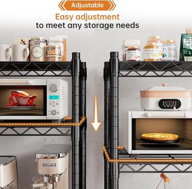 Alt view image 5 of 7 - 5-Shelf Wire Shelving,Storage Shelves Metal Shelves for Storage,71H Adjustable Garage Shelving Heavy Duty Storage Rack Pantry Shelf Kitchen Shelving,71H X35.4W X13.7D