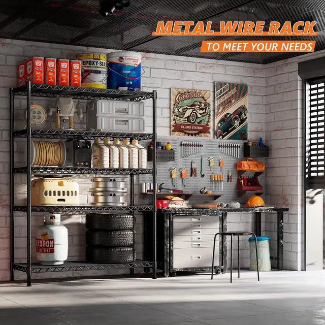 Alt view image 4 of 7 - 5-Shelf Wire Shelving,Storage Shelves Metal Shelves for Storage,71H Adjustable Garage Shelving Heavy Duty Storage Rack Pantry Shelf Kitchen Shelving,71H X35.4W X13.7D