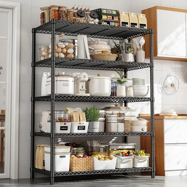 Alt view image 7 of 7 - 5-Shelf Wire Shelving,Storage Shelves Metal Shelves for Storage,71H Adjustable Garage Shelving Heavy Duty Storage Rack Pantry Shelf Kitchen Shelving,71H X35.4W X13.7D