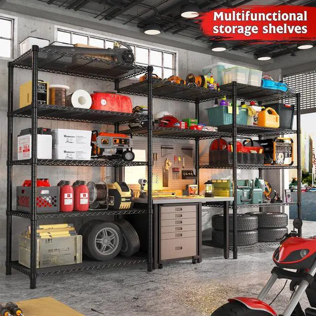 Alt view image 3 of 7 - 6 Tier Wire Shelving,1800LBS Storage Shelves Metal Shelves for Storage Rack,75''H Adjustable Garage Shelving Heavy Duty Shelving Units Pantry Shelf Kitchen Shelving,75''HX35.5''WX18''D