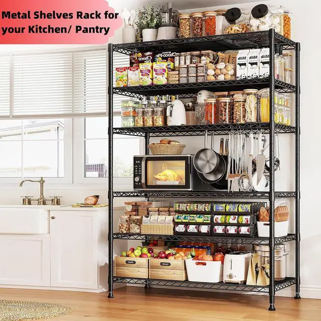 Alt view image 7 of 7 - 6 Tier Wire Shelving,1800LBS Storage Shelves Metal Shelves for Storage Rack,75''H Adjustable Garage Shelving Heavy Duty Shelving Units Pantry Shelf Kitchen Shelving,75''HX35.5''WX18''D