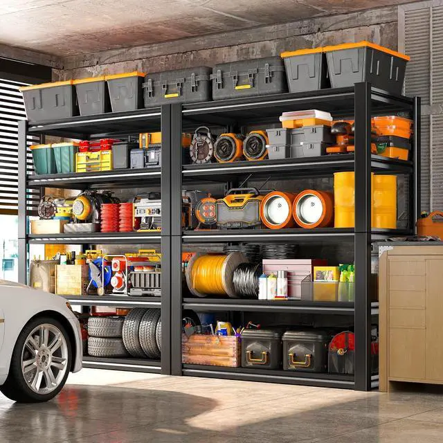 Alt view image 6 of 7 - 40"W Garage Shelving Heavy Duty Storage Shelves Load 2020Lbs Adjustable Garage Shelves Heavy Duty Shelving 5-Tier Metal Shelving Unit Garage Storage Shelves Utility Shelf Racks 40"W x18"D x72"H