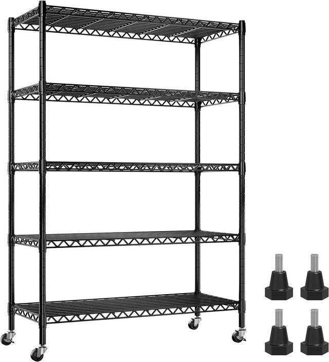 Wire Shelving with Wheels Deep Storage Shelves with Wheels 73.6 H Tall Metal Shelving Unit Adjustable 5 Tier Sturdy Metal Shelves for Storage Wide Heavy Duty Shelving Keep Organized Newegg
