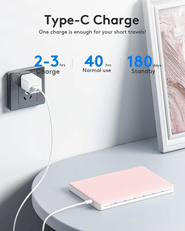 Alt view image 4 of 7 - Bluetooth Foldable Keyboard, Wireless Portable Folding Keyboard, Full-Size Ultra-Slim Rechargeable Keyboard Connect Up to 3 Devices for iOS Android Windows Phone Tablet and Laptop, Pink