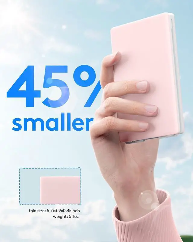 Alt view image 7 of 7 - Bluetooth Foldable Keyboard, Wireless Portable Folding Keyboard, Full-Size Ultra-Slim Rechargeable Keyboard Connect Up to 3 Devices for iOS Android Windows Phone Tablet and Laptop, Pink