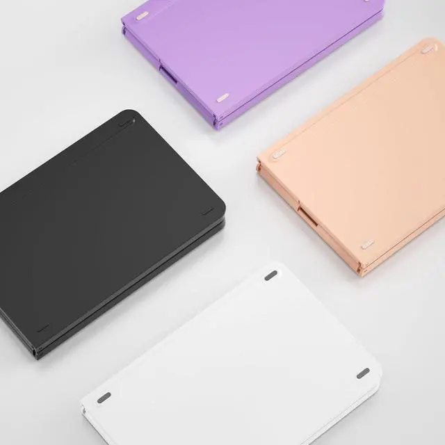 Alt view image 7 of 7 - Mini Foldable Bluetooth Keyboard - Portable Wireless Full Size Keyboard (Sync Up to 3 Devices), Ultra-Slim Travel Folding Keyboard for iPhone iPad Mac Android Windows iOS, White