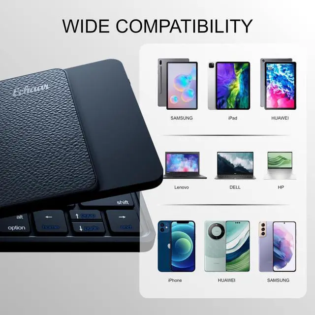 Alt view image 2 of 7 - Protable Folding Wireless Keyboard,Foldable Bluetooth Keyboard for Business and Travel,USB-C Rechargeable,Multi-Device for iOS Android Windows Mac,Smartphone Tablet and Laptop,Pocket size,BLACK