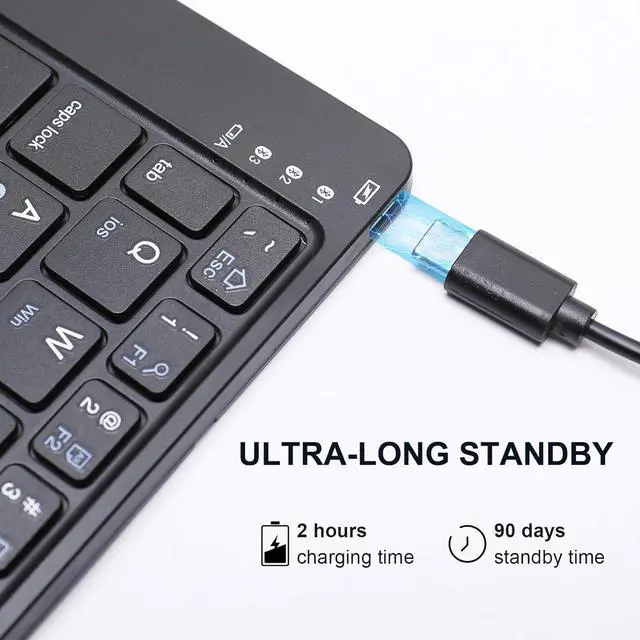 Alt view image 6 of 7 - Protable Folding Wireless Keyboard,Foldable Bluetooth Keyboard for Business and Travel,USB-C Rechargeable,Multi-Device for iOS Android Windows Mac,Smartphone Tablet and Laptop,Pocket size,BLACK