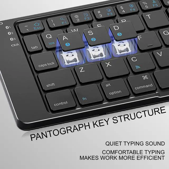 Alt view image 5 of 7 - Protable Folding Wireless Keyboard,Foldable Bluetooth Keyboard for Business and Travel,USB-C Rechargeable,Multi-Device for iOS Android Windows Mac,Smartphone Tablet and Laptop,Pocket size,BLACK
