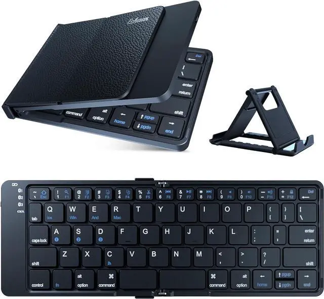 Main image of Protable Folding Wireless Keyboard,Foldable Bluetooth Keyboard for Business and Travel,USB-C Rechargeable,Multi-Device for iOS Android Windows Mac,Smartphone Tablet and Laptop,Pocket size,BLACK