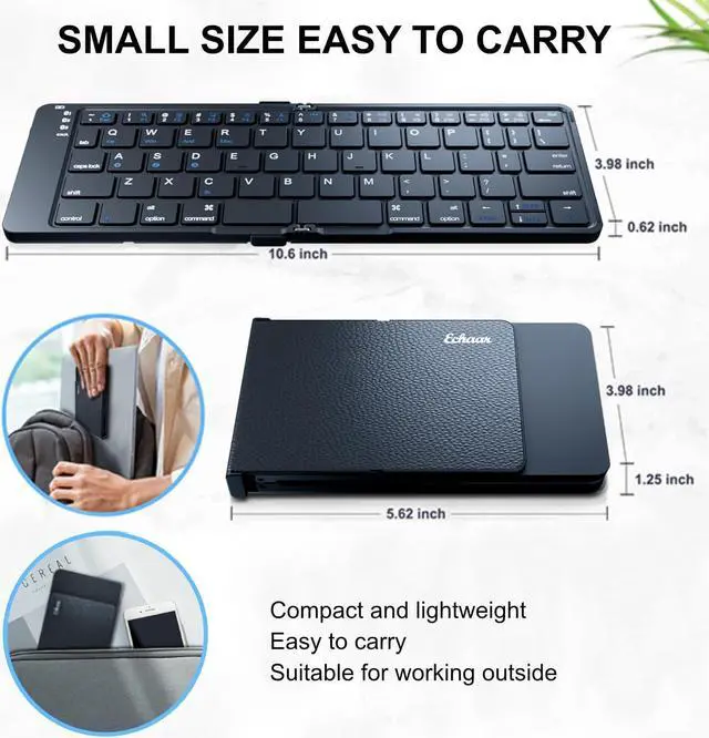 Alt view image 4 of 7 - Protable Folding Wireless Keyboard,Foldable Bluetooth Keyboard for Business and Travel,USB-C Rechargeable,Multi-Device for iOS Android Windows Mac,Smartphone Tablet and Laptop,Pocket size,BLACK