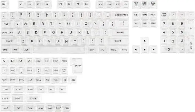 Main image of Transparent PC Keycaps Set, 146 Keys ASA Profile ANSI ISO Layout RGB Shine Through Keycaps for Mechanical Keyboard, Compatible with Mx Switches (Clear)