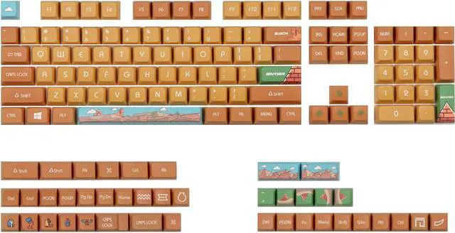 Alt view image 2 of 7 - Fantasy of Egypt-Pyramids PBT Keycaps Set, Dye Sublimation 146 Keys MDA Profile ANSI/ISO Keycaps Set for Mechanical Gaming Keyboard