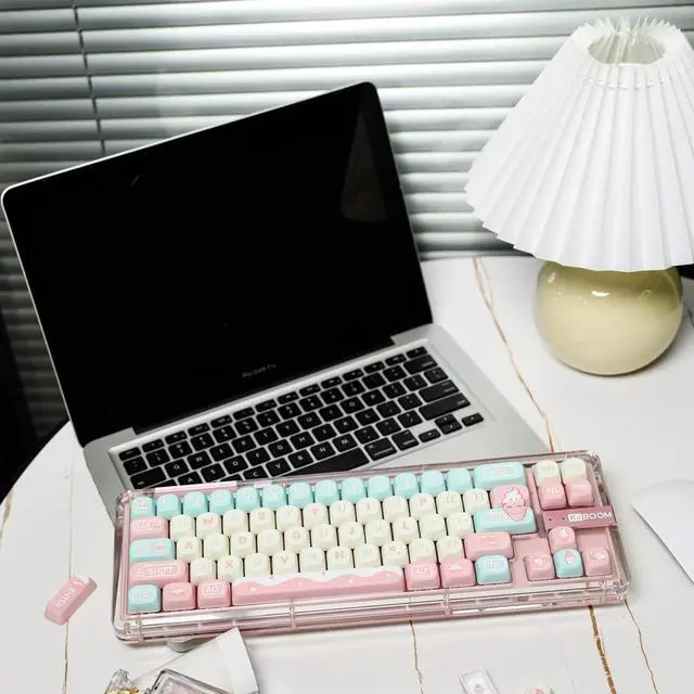 Alt view image 3 of 6 - Ice Cream Dream MOA Profile Keycaps Set, 136 Keys PBT Custom Keycaps for ANSI Layout, MX Switches Gaming Mechanical Keyboard