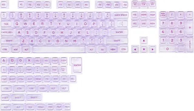 Main image of Transparent PC Keycaps Set, 146 Keys ASA Profile ANSI ISO Layout RGB Shine Through Keycaps for Mechanical Keyboard, Compatible with Mx Switches (Purple)