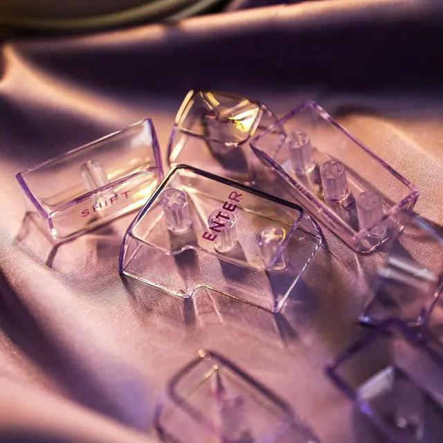 Alt view image 3 of 7 - Transparent PC Keycaps Set, 146 Keys ASA Profile ANSI ISO Layout RGB Shine Through Keycaps for Mechanical Keyboard, Compatible with Mx Switches (Purple)
