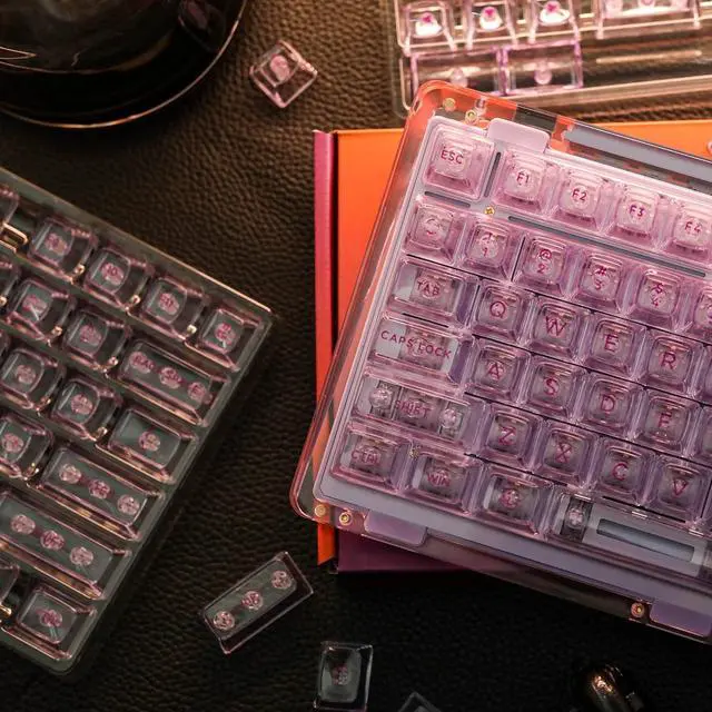 Alt view image 4 of 7 - Transparent PC Keycaps Set, 146 Keys ASA Profile ANSI ISO Layout RGB Shine Through Keycaps for Mechanical Keyboard, Compatible with Mx Switches (Purple)