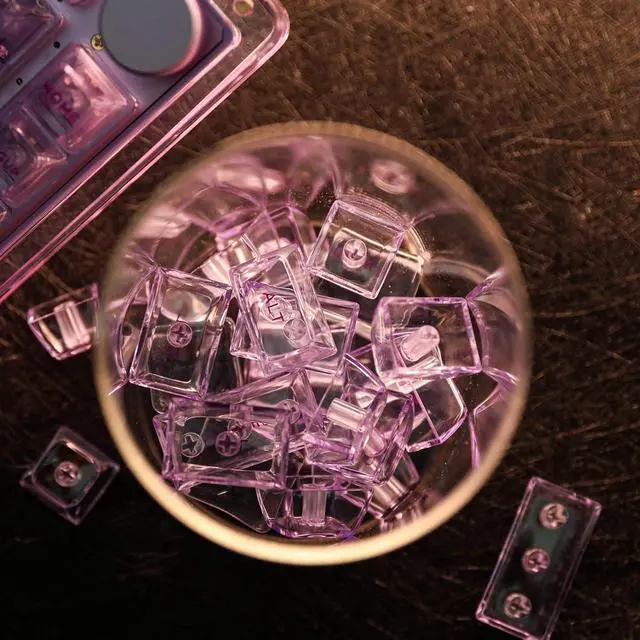 Alt view image 2 of 7 - Transparent PC Keycaps Set, 146 Keys ASA Profile ANSI ISO Layout RGB Shine Through Keycaps for Mechanical Keyboard, Compatible with Mx Switches (Purple)