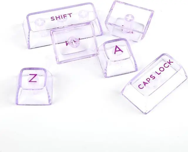 Alt view image 7 of 7 - Transparent PC Keycaps Set, 146 Keys ASA Profile ANSI ISO Layout RGB Shine Through Keycaps for Mechanical Keyboard, Compatible with Mx Switches (Purple)