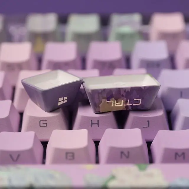 Alt view image 2 of 6 - Violet OEM Profile Keycaps Set, 133 Keys Side-Printed PBT Custom Keycaps for ANSI Layout, MX Switches Gaming Mechanical Keyboard