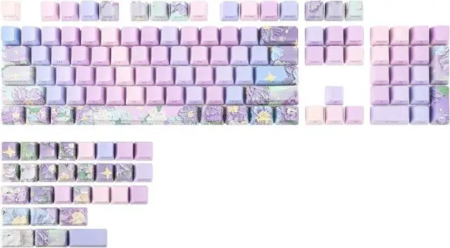 Main image of Violet OEM Profile Keycaps Set, 133 Keys Side-Printed PBT Custom Keycaps for ANSI Layout, MX Switches Gaming Mechanical Keyboard