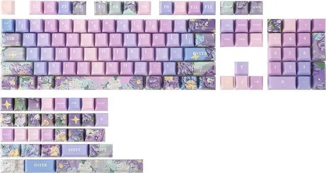 Main image of Violet Cherry Profile Keycaps Set, 133 Keys PBT Custom Keycaps for ANSI Layout, MX Switches Gaming Mechanical Keyboard