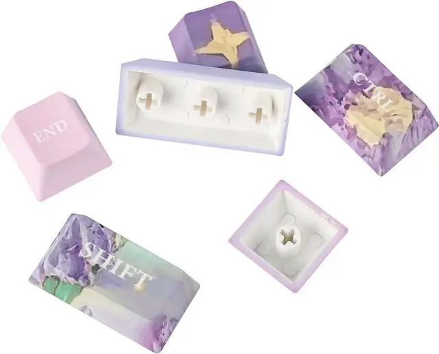 Alt view image 5 of 6 - Violet Cherry Profile Keycaps Set, 133 Keys PBT Custom Keycaps for ANSI Layout, MX Switches Gaming Mechanical Keyboard