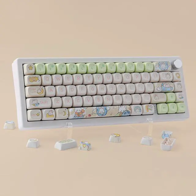 Alt view image 6 of 7 - Keycaps 143 Keys PBT Custom Keycaps Rabbit Cute Keycaps Set MOA Profile Keycaps for Cherry Gateron MX Swithes Mechanical Keyboards, for Mac Windows PC Keyboard