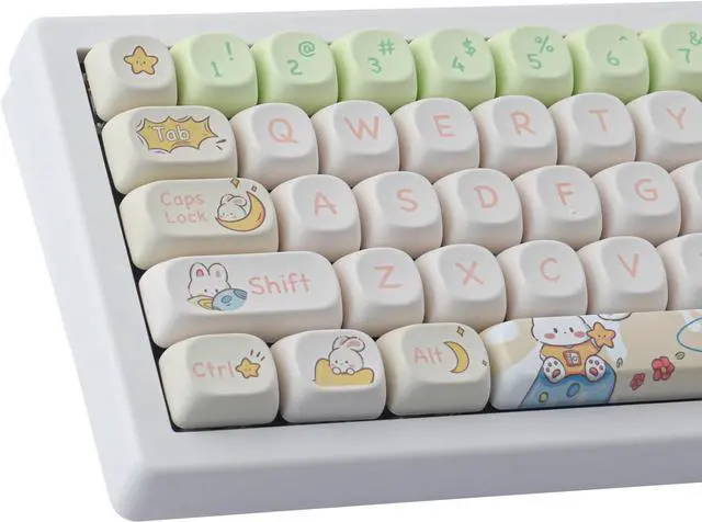 Main image of Keycaps 143 Keys PBT Custom Keycaps Rabbit Cute Keycaps Set MOA Profile Keycaps for Cherry Gateron MX Swithes Mechanical Keyboards, for Mac Windows PC Keyboard