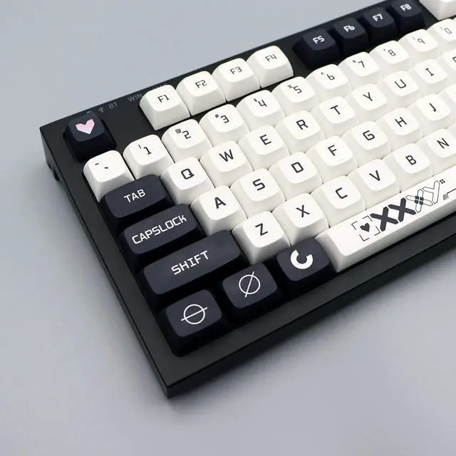 Alt view image 2 of 7 - Key Caps XDA Profile Black and White Keycaps 126 Keys Theme Keycaps PBT Dye Sublimation Keycaps Custom Keycaps for US/ISO Layout Cherry MX Switch Mechanical Keyboards