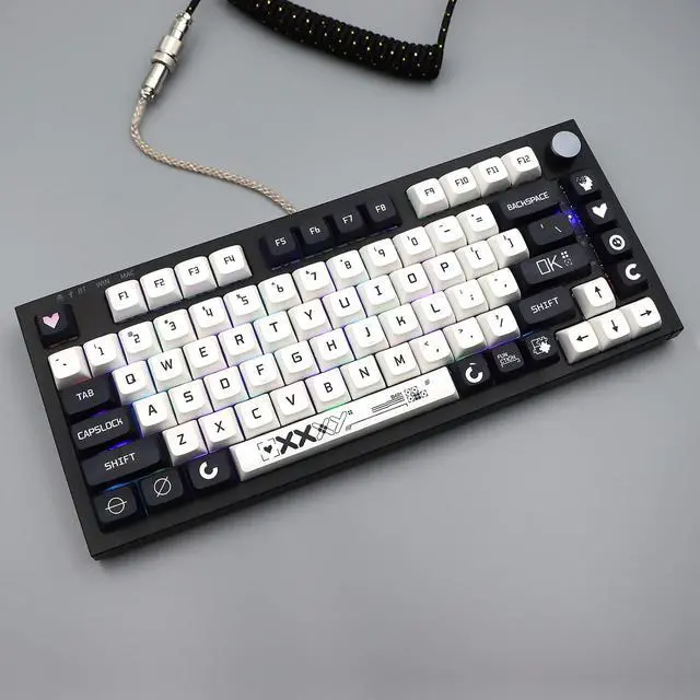 Alt view image 4 of 7 - Key Caps XDA Profile Black and White Keycaps 126 Keys Theme Keycaps PBT Dye Sublimation Keycaps Custom Keycaps for US/ISO Layout Cherry MX Switch Mechanical Keyboards
