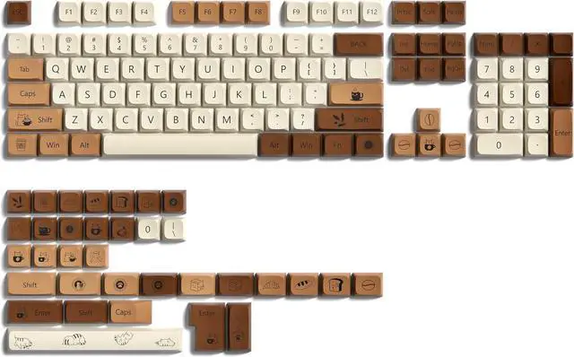 Alt view image 6 of 6 - Womier Double Shot PBT keycaps,XDA Profile keycaps 75 Percent,Cute Coffee cat Keyboard Keycaps,Dye-Sub keycap for Gateron MX Switches Mechanical Keyboard (140keys,only keycap)