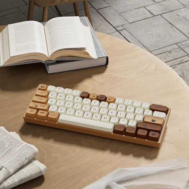 Alt view image 3 of 6 - Womier Double Shot PBT keycaps,XDA Profile keycaps 75 Percent,Cute Coffee cat Keyboard Keycaps,Dye-Sub keycap for Gateron MX Switches Mechanical Keyboard (140keys,only keycap)