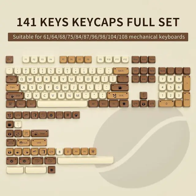 Alt view image 2 of 6 - XVX Cute Cat Keycaps, Thick PBT Keycap Mao Profile, 141 Keys Keyboard Keycaps, Dye-Sublimation Keycap Set Compatible with 60% 75% 96% 100% Cherry Gateron MX Switches Mechanical Gaming Keyboard