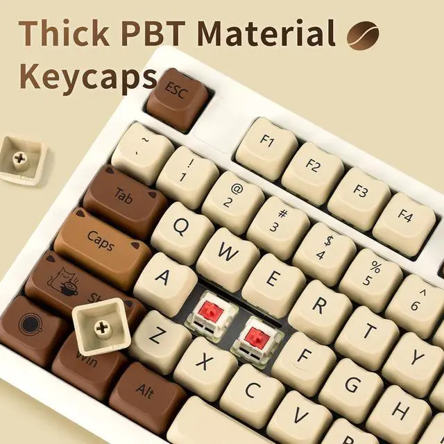 Alt view image 4 of 6 - XVX Cute Cat Keycaps, Thick PBT Keycap Mao Profile, 141 Keys Keyboard Keycaps, Dye-Sublimation Keycap Set Compatible with 60% 75% 96% 100% Cherry Gateron MX Switches Mechanical Gaming Keyboard