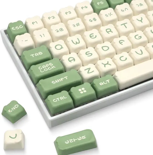 Main image of XVX Cute Bear Keycaps, Green and Creamy Keycap Set with MDA Profile, Double Shot PBT Keycaps Suitable for Cherry Gateron MX Switches Mechanical Keyboard