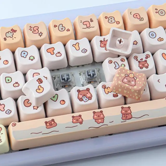 Alt view image 3 of 7 - PBT Keycaps for Mechanical Keyboard - 144 Keys Capybara Keycaps, Dye-Sublimation Cute Keycaps Mao Profile Custom Keycaps for Cherry Gateron MX Switches, for Mac Windows PC Keyboard