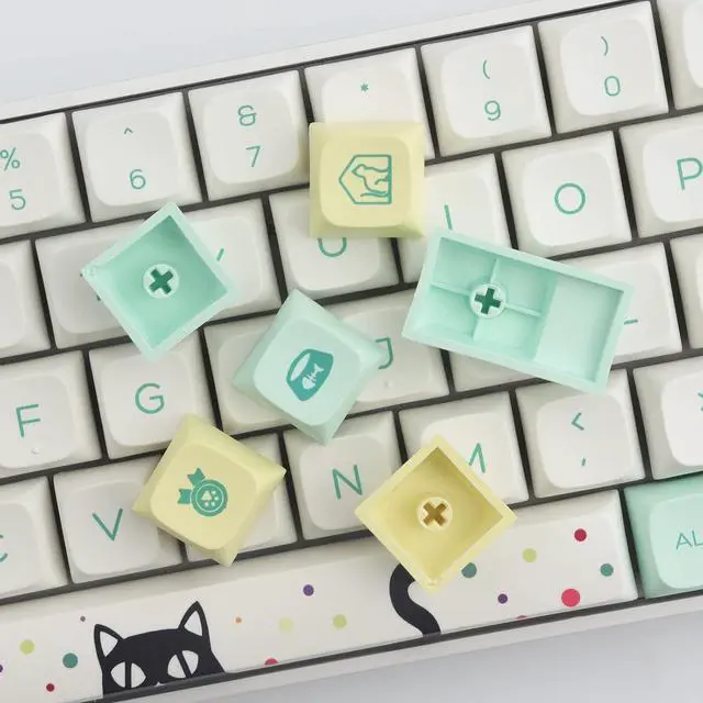 Alt view image 7 of 7 - PBT Keycaps 130 Keys Cat Keycaps Dye-Sublimation Cute Keycaps XDA Profile Custom Keycaps for Cherry Gateron MX Switches Mechanical Keyboards
