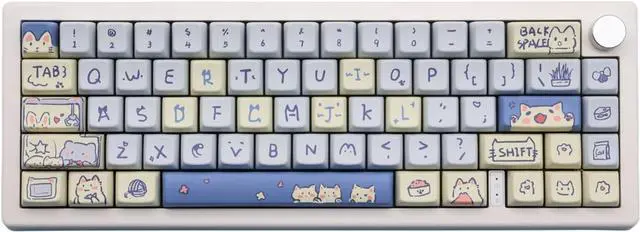 Main image of Cat Cute Keycaps MDA Profile Keycaps,Custom PBT Keycaps for Mechanical Keyboard,148 Keys Dye-Sub Cute Keycaps (Blue Kitty)