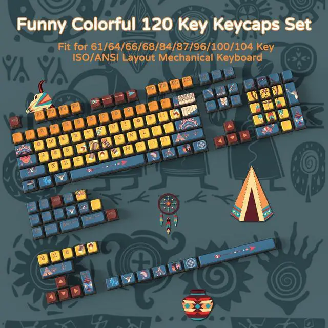 Alt view image 7 of 7 - 120 Key PBT Pudding Keycap Set ASA Profile with Transluscent PC Layer Dye-Sub Aboriginal Theme for 61/68/84/87/100/104Key TKL Cherry MX Gateron Kailh Cross Type Switch ANSI Mechanical Keyboard(Blue)