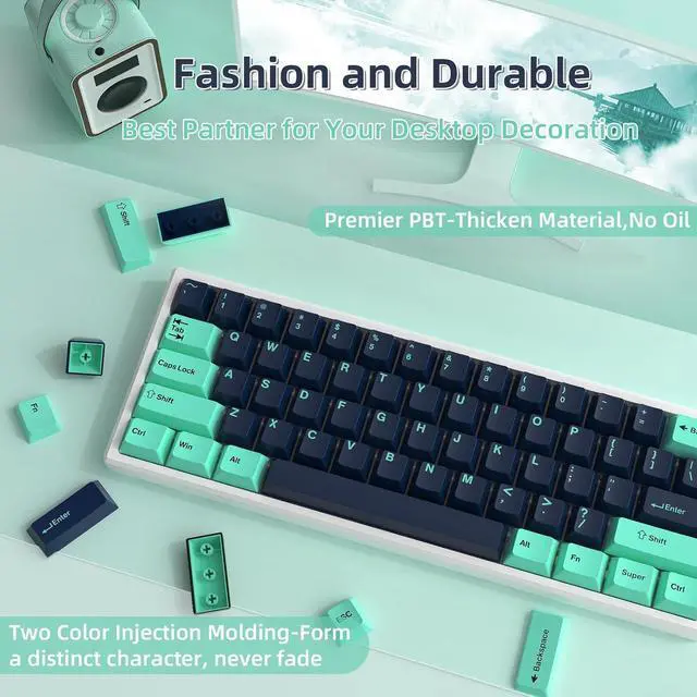 Alt view image 3 of 7 - 126 Key Custom PBT Keycap Set Cherry Profile for 61/68/84/87/98/100/104Key Compact TKL 60% Full Size Gateron Kailh Box Outemu Cross Type Switch ANSI Mechanical Keyboard DIY(Navy/Light Blue)
