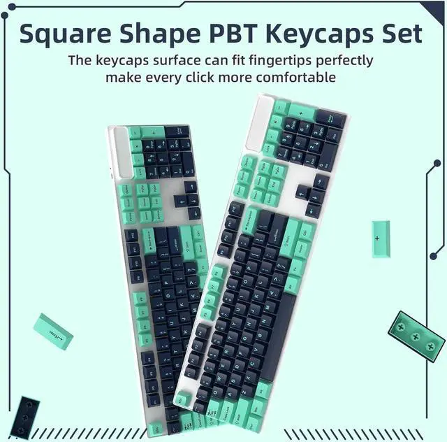 Alt view image 5 of 7 - 126 Key Custom PBT Keycap Set Cherry Profile for 61/68/84/87/98/100/104Key Compact TKL 60% Full Size Gateron Kailh Box Outemu Cross Type Switch ANSI Mechanical Keyboard DIY(Navy/Light Blue)