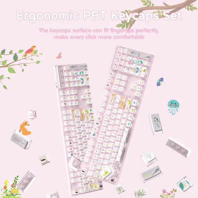 Alt view image 5 of 7 - 120 Key PBT Pudding Keycap Set ASA Profile with Transluscent PC Layer Dye-Sub Zoo Animal Theme for 61/84/87/98/100/104Key TKL Cherry Gateron Kailh Cross Type Switch ANSI Mechanical Keyboard(Off-White)