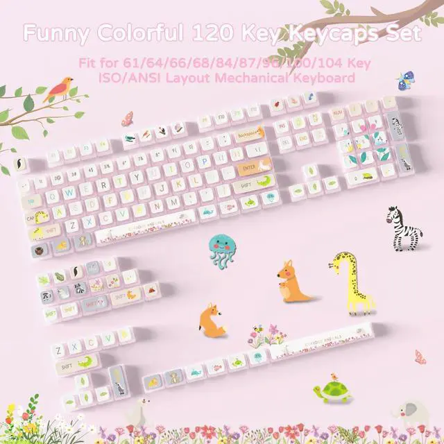 Alt view image 7 of 7 - 120 Key PBT Pudding Keycap Set ASA Profile with Transluscent PC Layer Dye-Sub Zoo Animal Theme for 61/84/87/98/100/104Key TKL Cherry Gateron Kailh Cross Type Switch ANSI Mechanical Keyboard(Off-White)