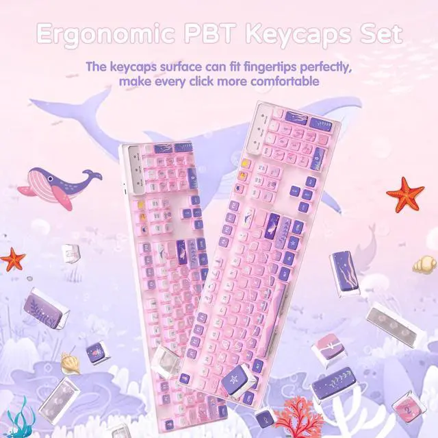 Alt view image 5 of 7 - 120 Key PBT Pudding Keycap Set ASA Profile with Transluscent PC Layer Dye-Sub Dreamy Sea Theme for 61/84/87/98/100/104Key TKL Cherry MX Gateron Kailh Cross Type Switch ANSI Mechanical Keyboard(Purple)