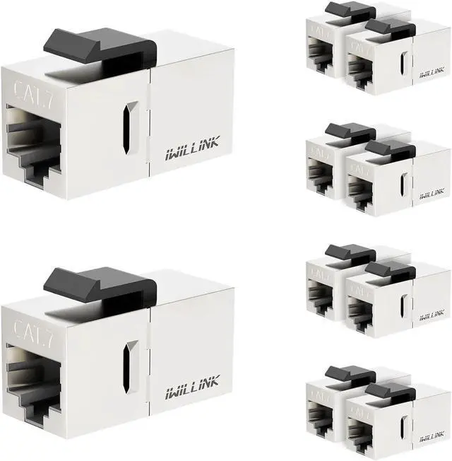 Main image of 10Gbps CAT7 Coupler RJ45 Keystone Shielded Coupler 10-Pack, Ethernet Coupler, Female to Female Keystone Jack,STP Keystone Insert for Cat7/Cat6a/Cat6/Cat5e Cable